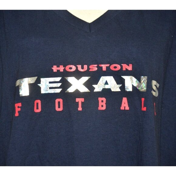 NWT Majestic Womens NFL Houston Texans Long Sleeve T-Shirt Top Size 3X V-Neck - Picture 3 of 9